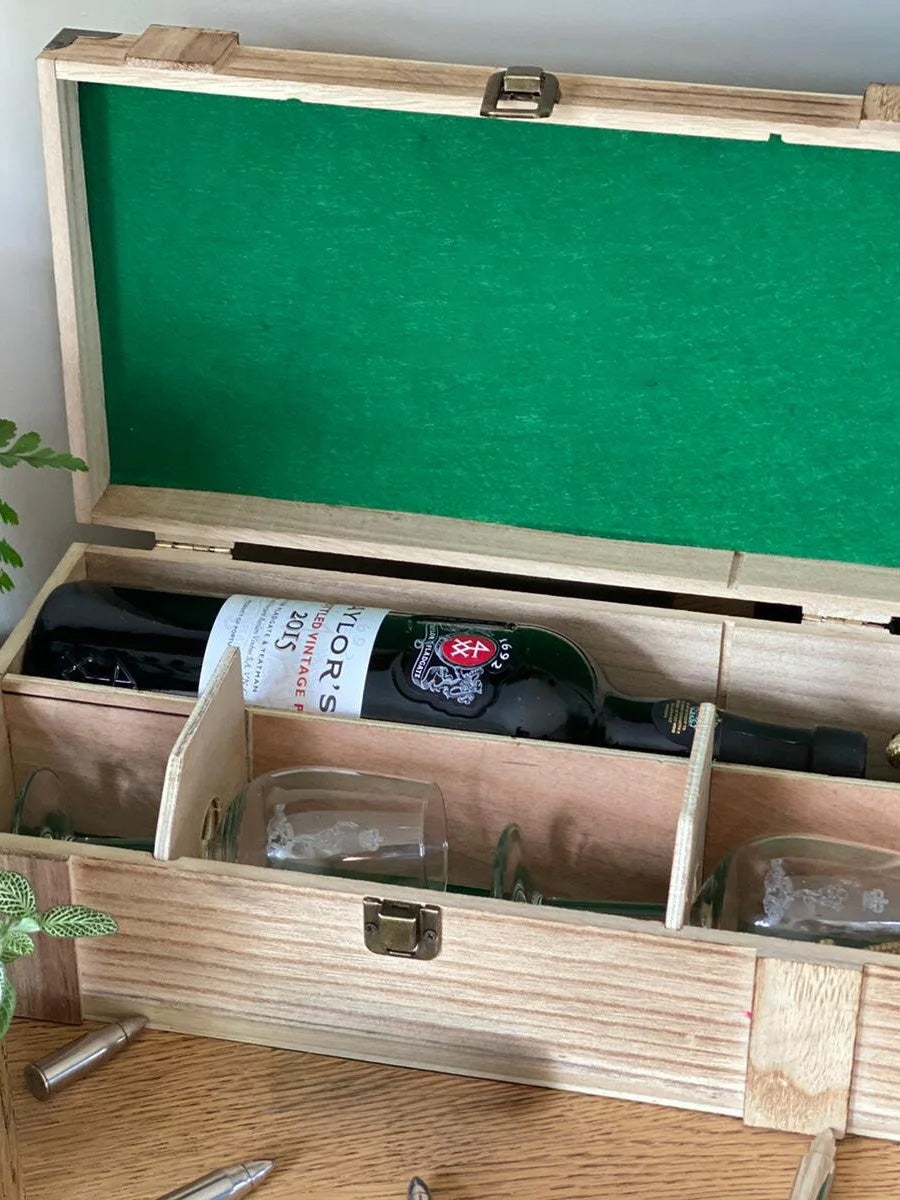 Ammo Box with Port and 2 x Personalised Port Glasses