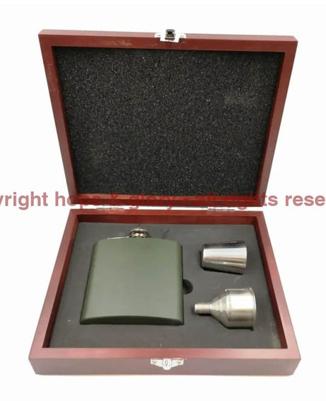 Armed Forces Engraved 6oz Hip Flask Set in Wooden Case