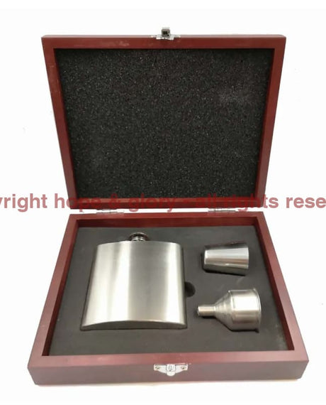 Armed Forces Engraved 6oz Hip Flask Set in Wooden Case