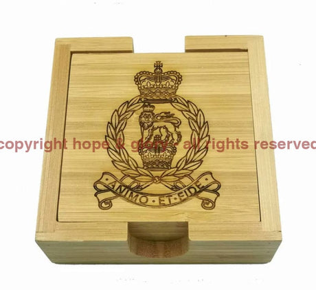 Armed Forces Unit Badge Engraved Bamboo Coasters