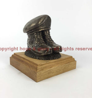 Boots And Beret Cold Cast Bronze Statue (Add A Cap-Badge Engraving) Military