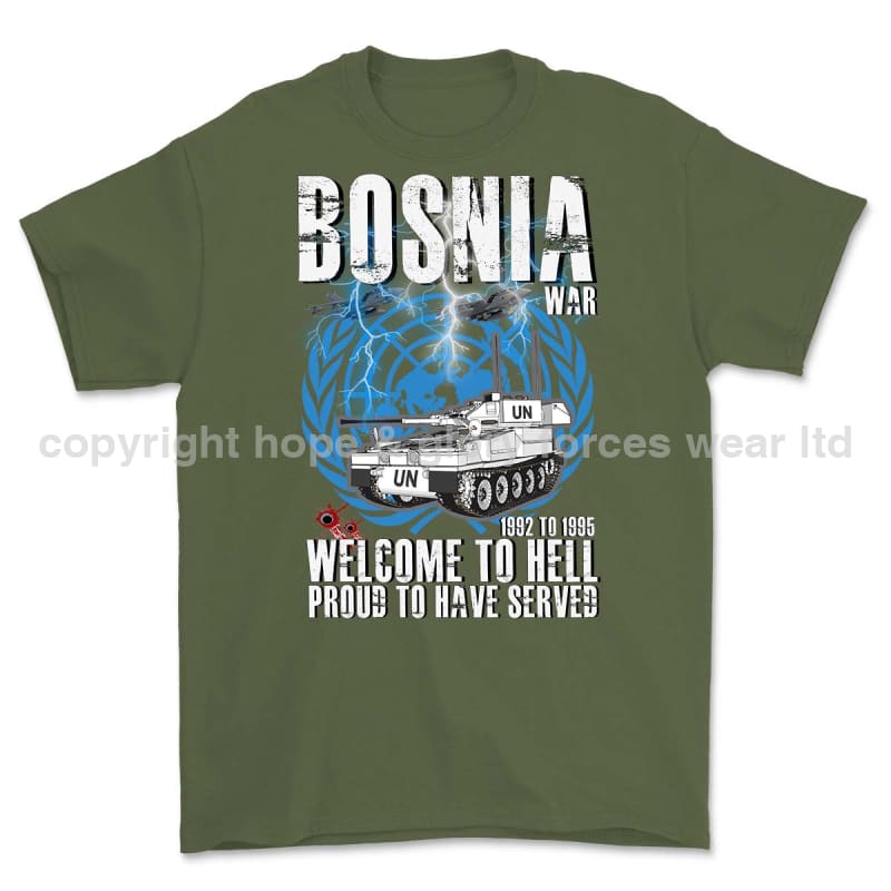 Bosnia War Welcome To Hell Printed T-Shirt