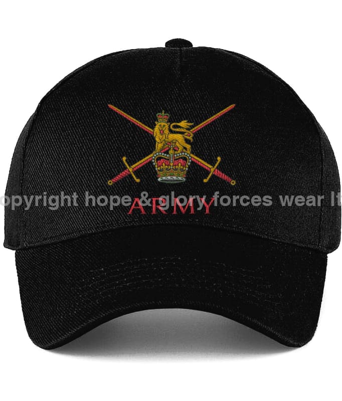 British Army Embroidered Ultimate Cotton Panel Cap Black Baseball