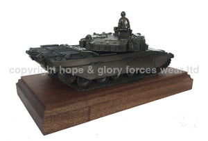 Military Statue - Challenger 1 Main Battle Tank Mahogany Mounted Cold Cast Bronze Statue