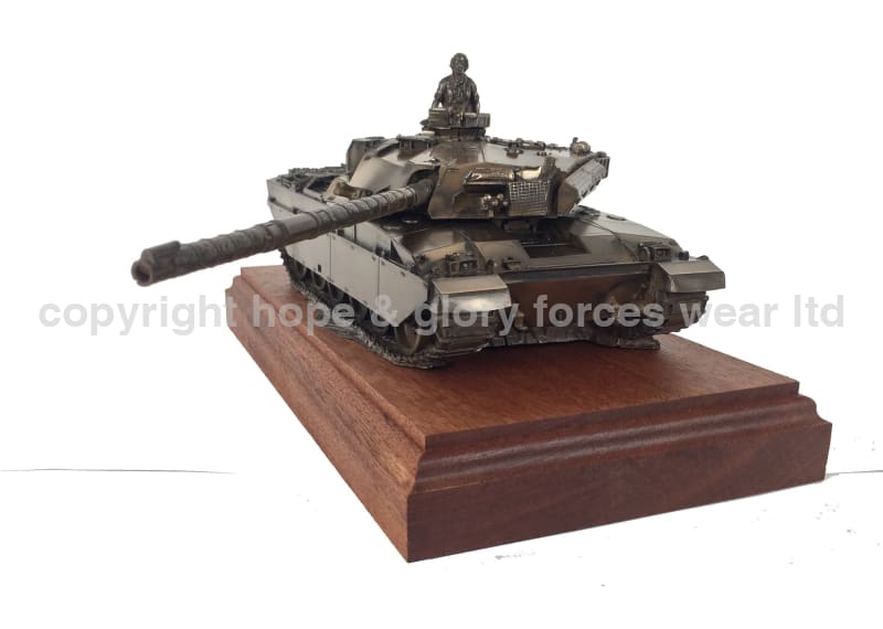 Military Statue - Challenger 1 Main Battle Tank Mahogany Mounted Cold Cast Bronze Statue