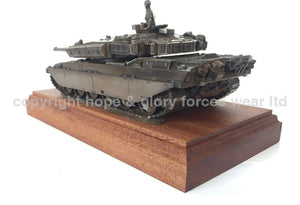 Military Statue - Challenger 1 Main Battle Tank Mahogany Mounted Cold Cast Bronze Statue