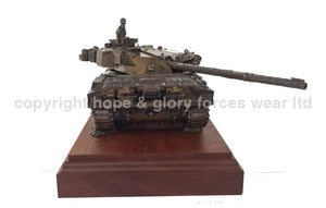 Military Statue - Challenger 1 Main Battle Tank Mahogany Mounted Cold Cast Bronze Statue