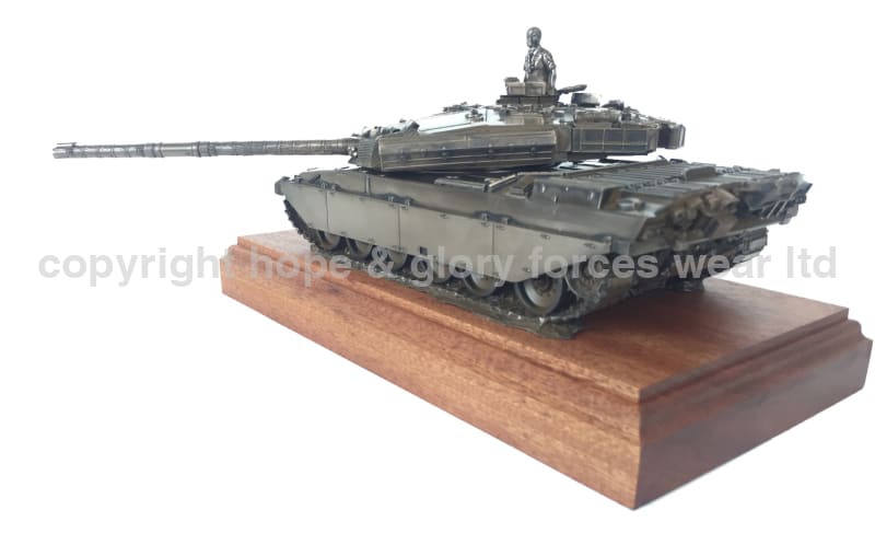 Military Statue - Challenger 1 Main Battle Tank Mahogany Mounted Cold Cast Bronze Statue