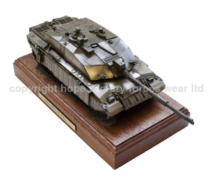 Military Statue - Challenger 2 Main Battle Tank Mahogany Mounted Cold Cast Bronze Statue