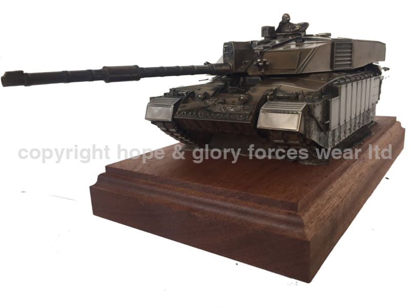 Military Statue - Challenger 2 Main Battle Tank Mahogany Mounted Cold Cast Bronze Statue