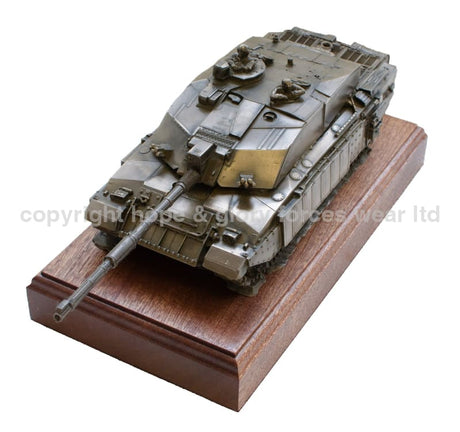 Military Statue - Challenger 2 Main Battle Tank Mahogany Mounted Cold Cast Bronze Statue