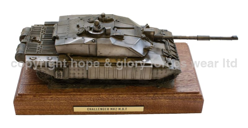 Military Statue - Challenger 2 Main Battle Tank Mahogany Mounted Cold Cast Bronze Statue