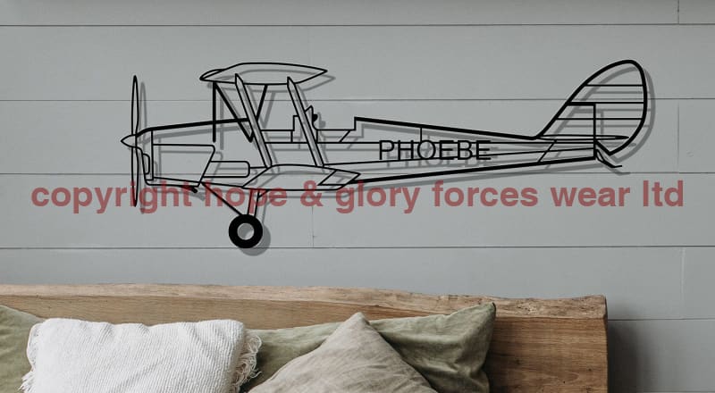 DH.82 Tiger Moth Biplane Metal Wall Art