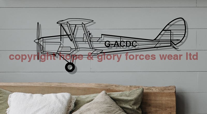 DH.82 Tiger Moth Biplane Metal Wall Art