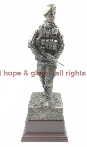 Female British Soldier on Patrol Cold cast Bronze Statue