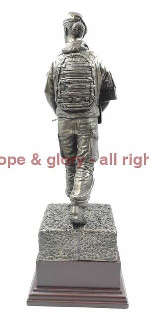 Female British Soldier on Patrol Cold cast Bronze Statue