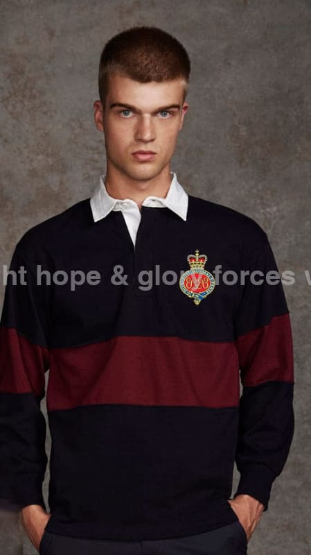 Grenadier Guards Panelled Brb Rugby Shirt Small - 36/38 Inch Chest / Blue-Burgundy-Blue