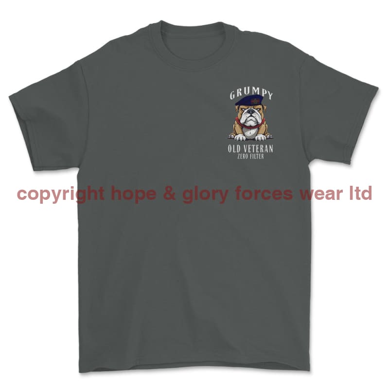 Grumpy Old Blues And Royals Veteran Left Chest Printed T-Shirt