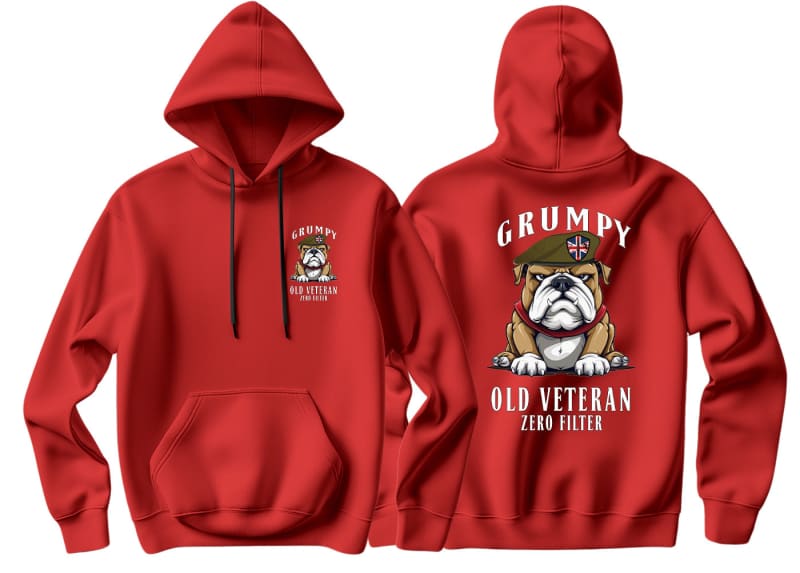 Grumpy Old British Army Veteran Double Side Printed Hoodie