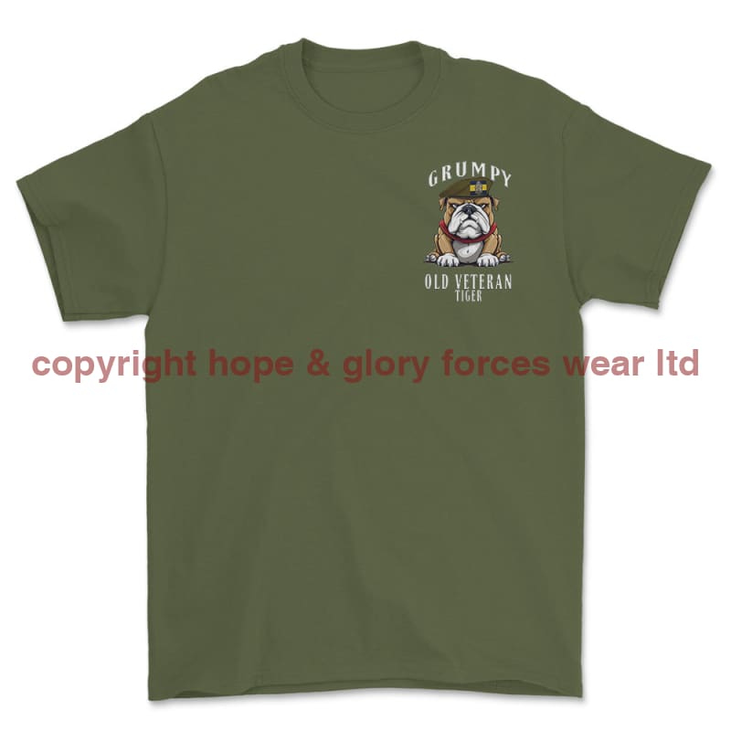 Grumpy Old PWRR Veteran Tiger Left Chest Printed T-Shirt