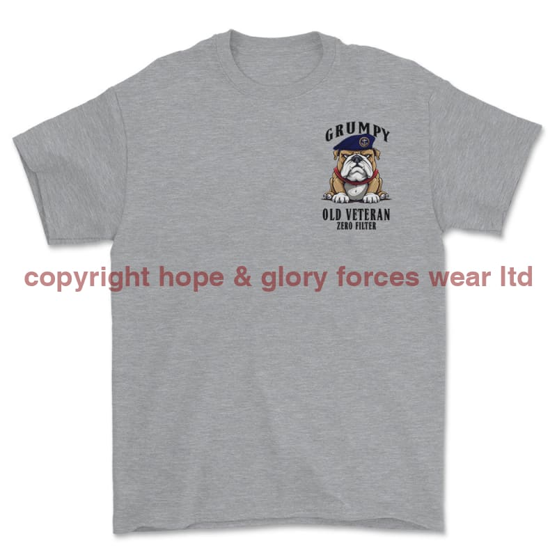 Grumpy Old Royal Navy Veteran Left Chest Printed T-Shirt