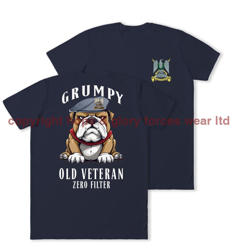 Grumpy Old Scots Dragoon Guards Veteran Double Print T-Shirt Men’s Small - 34/36 Inch Chest /