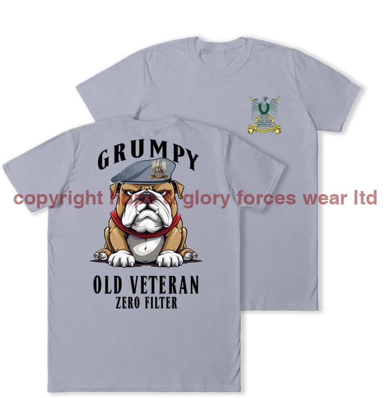 Grumpy Old Scots Dragoon Guards Veteran Double Print T-Shirt Men’s Small - 34/36 Inch Chest /