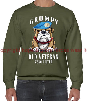 Grumpy Old UN Veteran Front Printed Sweater