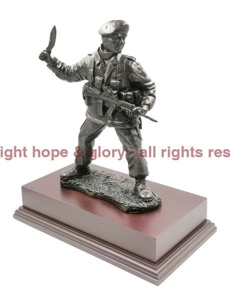 Gurkha British Soldier with SA80 and Machete Cold Cast Bronze Figurine