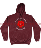 I’m From Lancashire God’s Country Front Printed Hoodie Xs - 34 Inch Chest / Burgundy Hoodie
