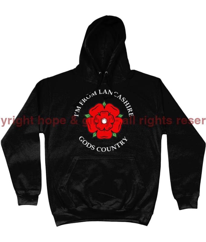 I’m From Lancashire God’s Country Front Printed Hoodie Xs - 34 Inch Chest / Jet Black Hoodie