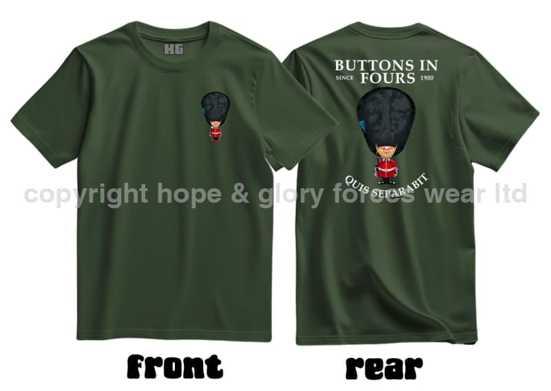 Irish Guards Buttons in Fours Since 1900 Double Print T-Shirt