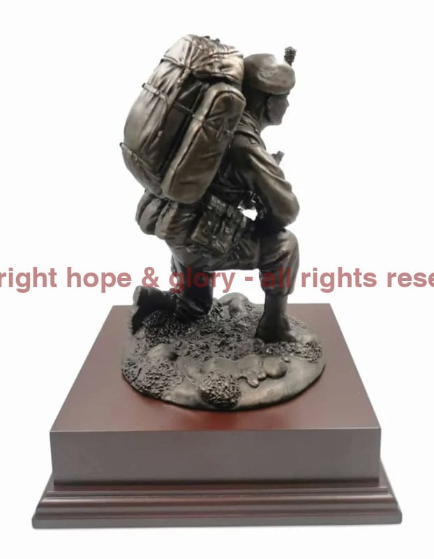 Kneeling British Fusilier Soldier With SA80 Cold Cast Bronze Statue