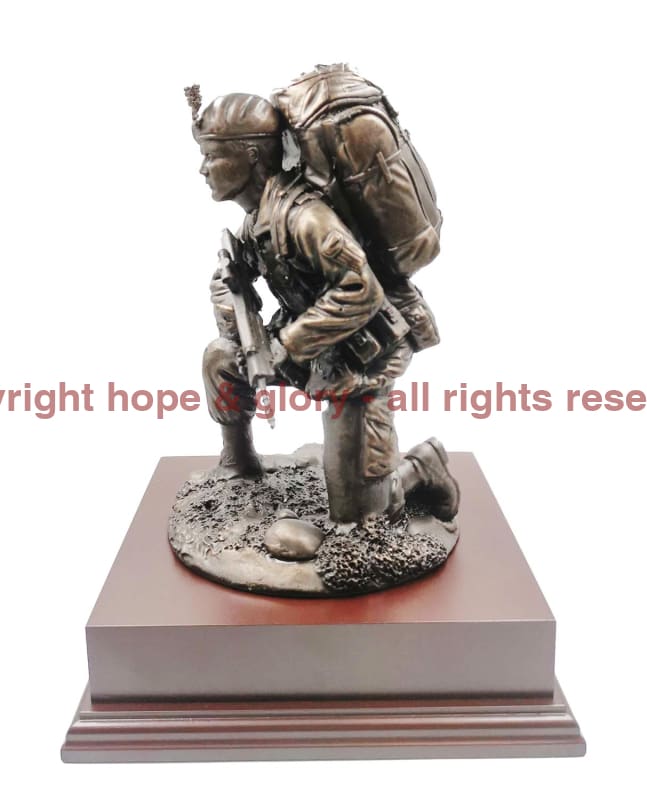 Kneeling British Fusilier Soldier With SA80 Cold Cast Bronze Statue