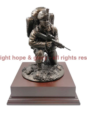 Kneeling British Fusilier Soldier With SA80 Cold Cast Bronze Statue