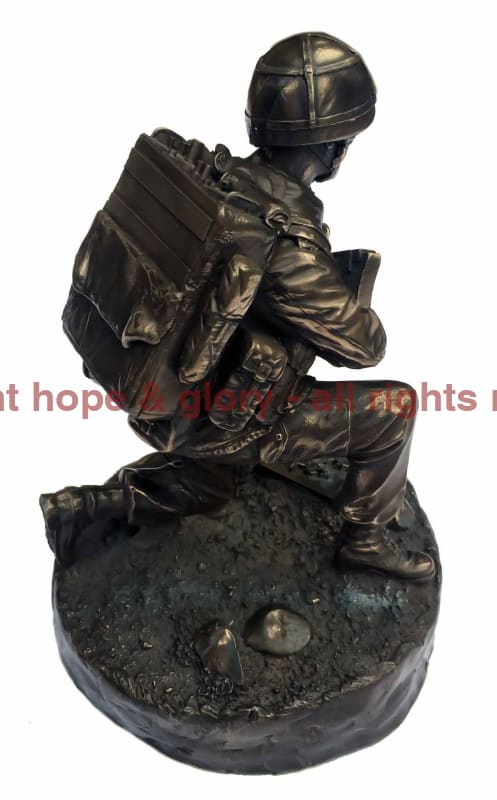 Military Statue - Kneeling Royal Signals Soldier Cold Cast Bronze Military Statue Sculpture