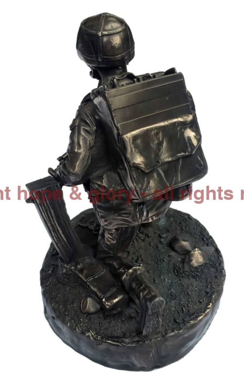 Military Statue - Kneeling Royal Signals Soldier Cold Cast Bronze Military Statue Sculpture