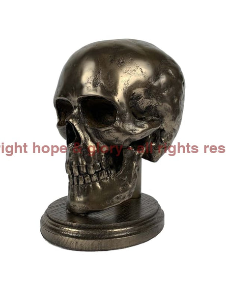 Life Size Skull Beret Hat Holder Cold Cast Bronze Statue Sculpture