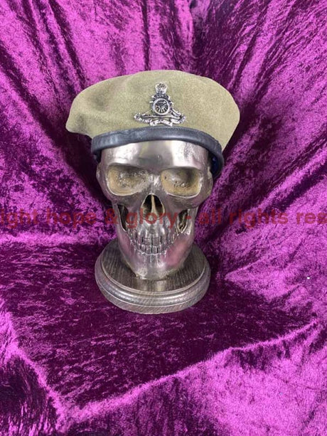 Life Size Skull Beret Hat Holder Cold Cast Bronze Statue Sculpture