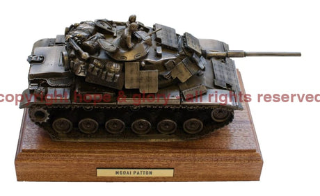 Military Statue - M60A1 Patton Tank Cold Cast Bronze Military Statue