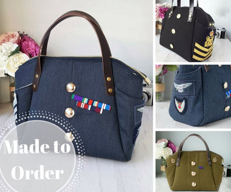 Military Uniform Handbag - Up Cycled Made to order