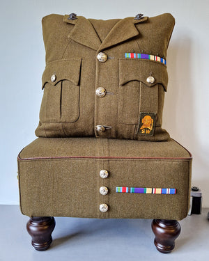 Military Uniform Cushion - Up Cycled Made to order