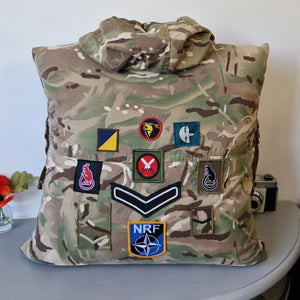 Military Uniform Cushion - Up Cycled Made to order