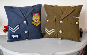 Military Uniform Cushion - Up Cycled Made to order