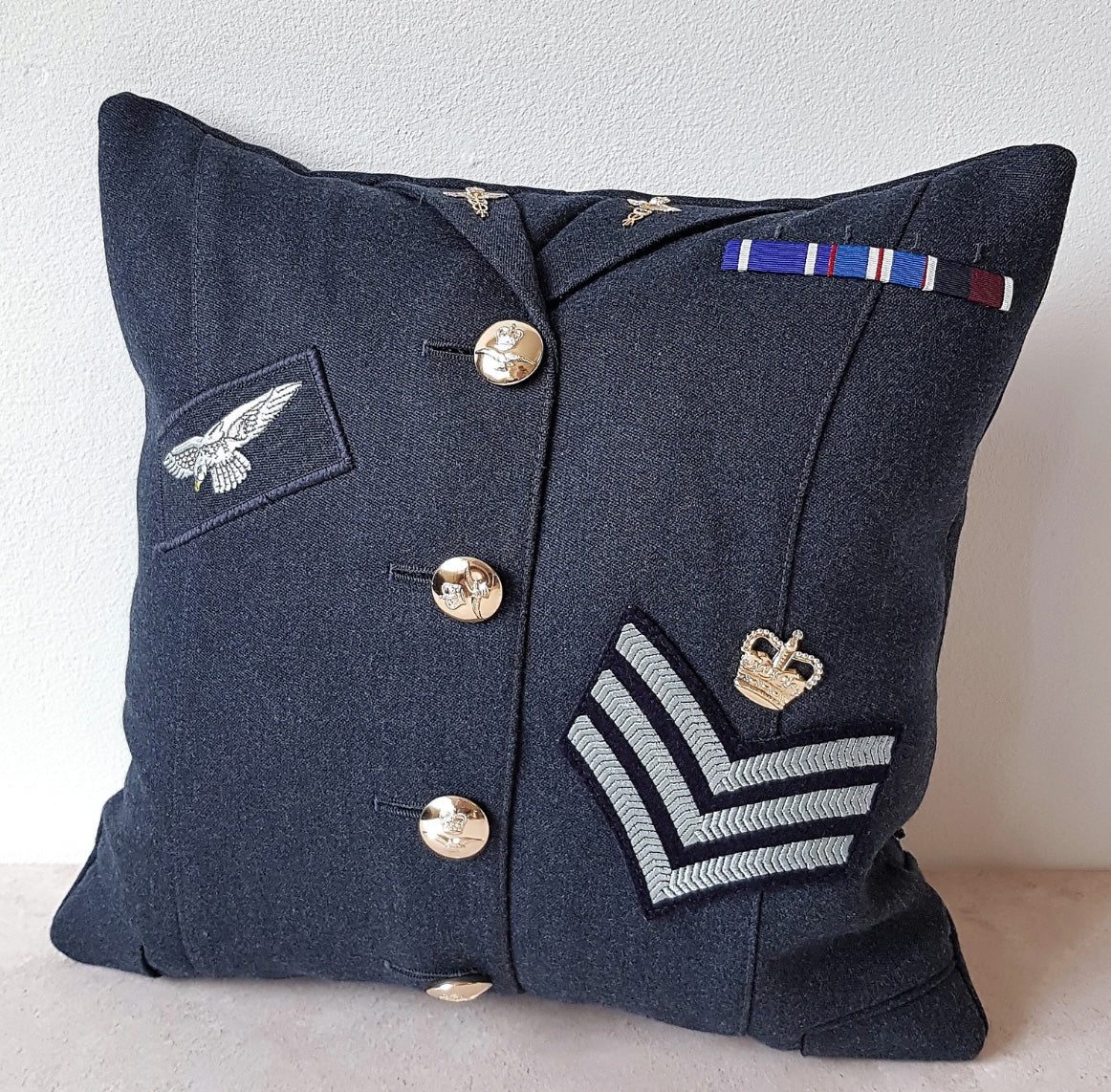 Military Uniform Cushion - Up Cycled Made to order