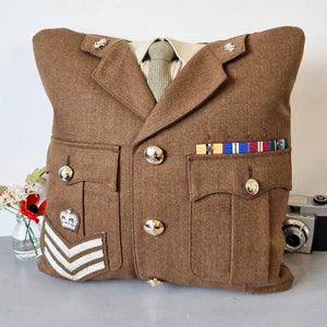 Military Uniform Cushion - Up Cycled Made to order