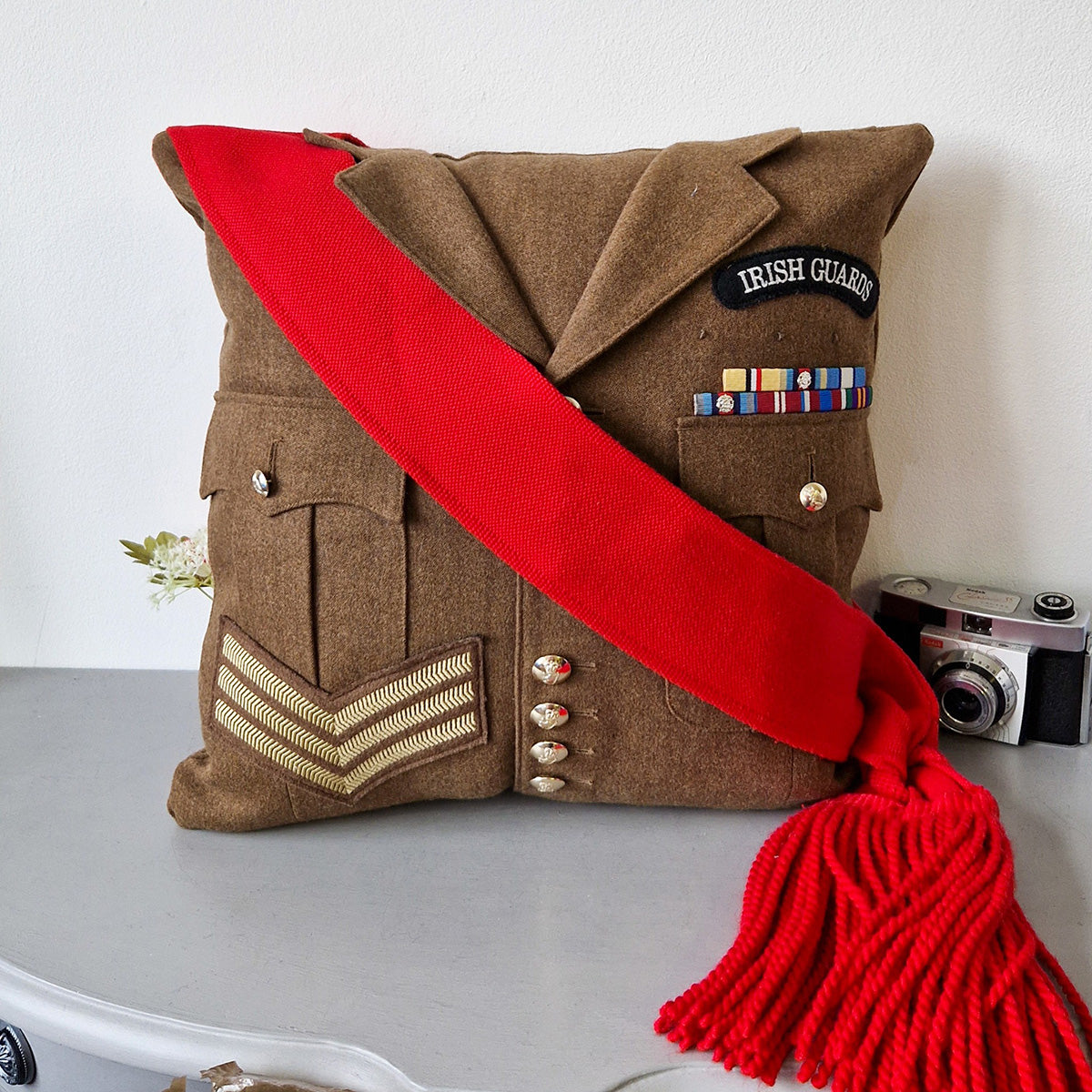 Military Uniform Cushion - Up Cycled Made to order