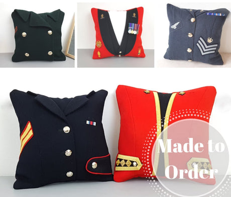 Military Uniform Cushion - Up Cycled Made to order