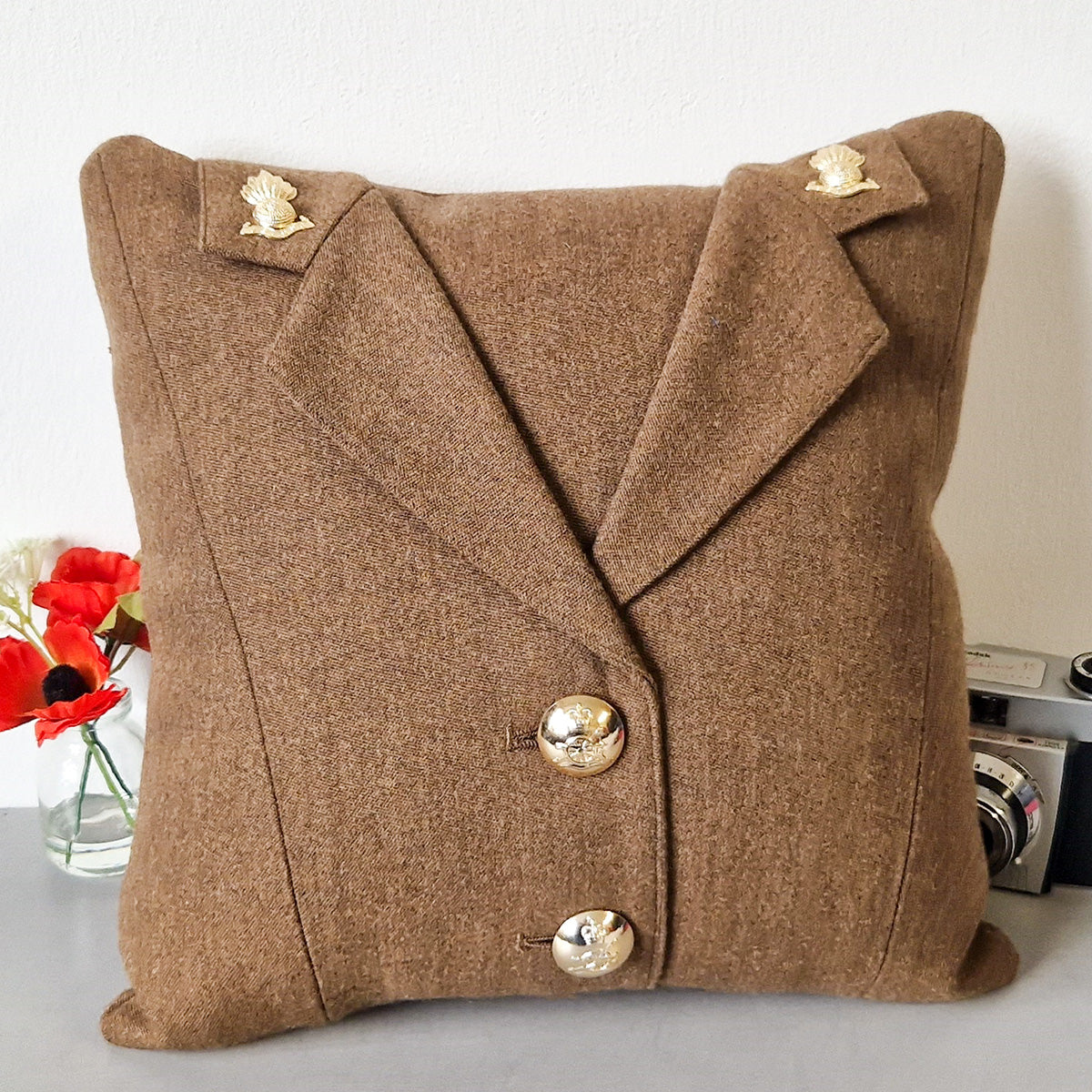 Military Uniform Cushion - Up Cycled Made to order