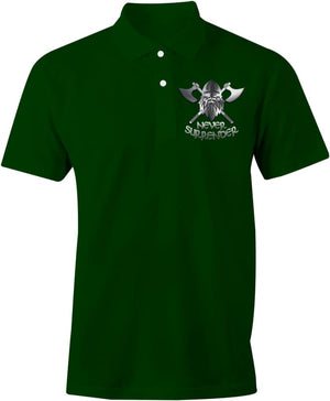 Never Surrender Embroidered Polo Shirt Xs / Bottle Green (Cotton)